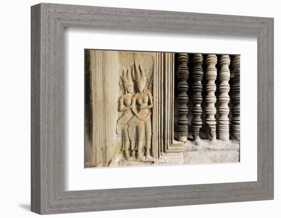 Stone Carvings at Angkor Wat, Cambodia-Paul Souders-Framed Photographic Print