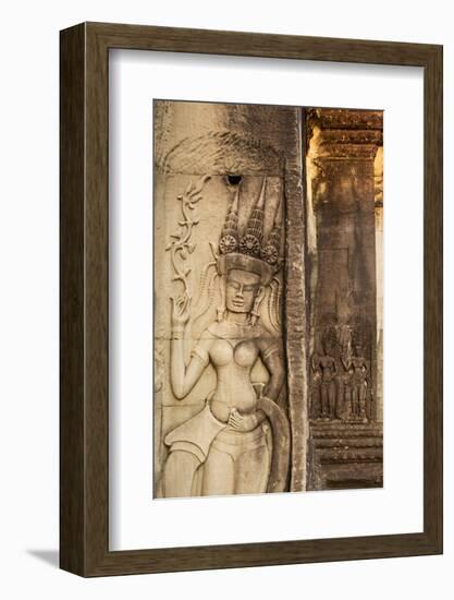 Stone Carvings at Angkor Wat, Cambodia-Paul Souders-Framed Photographic Print