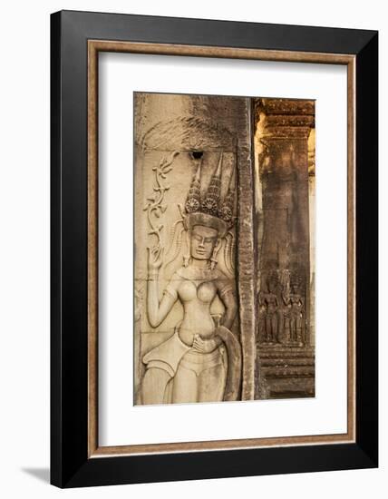 Stone Carvings at Angkor Wat, Cambodia-Paul Souders-Framed Photographic Print