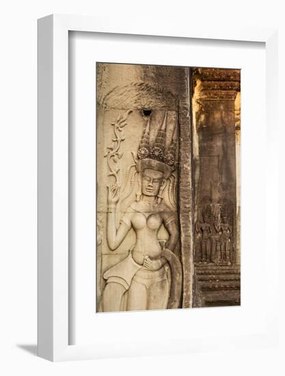 Stone Carvings at Angkor Wat, Cambodia-Paul Souders-Framed Photographic Print