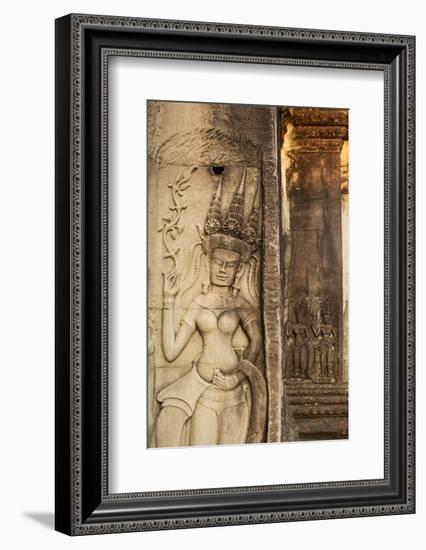 Stone Carvings at Angkor Wat, Cambodia-Paul Souders-Framed Photographic Print