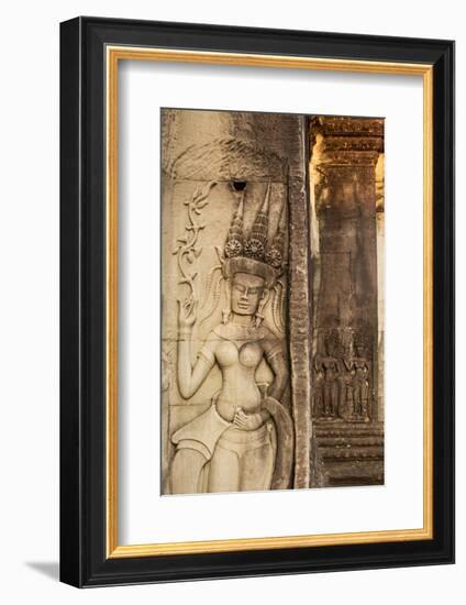 Stone Carvings at Angkor Wat, Cambodia-Paul Souders-Framed Photographic Print