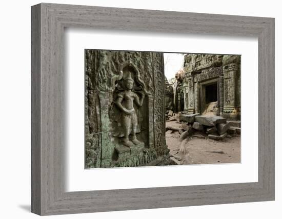 Stone Carvings of Apsara at Angkor Wat, Cambodia-Paul Souders-Framed Photographic Print