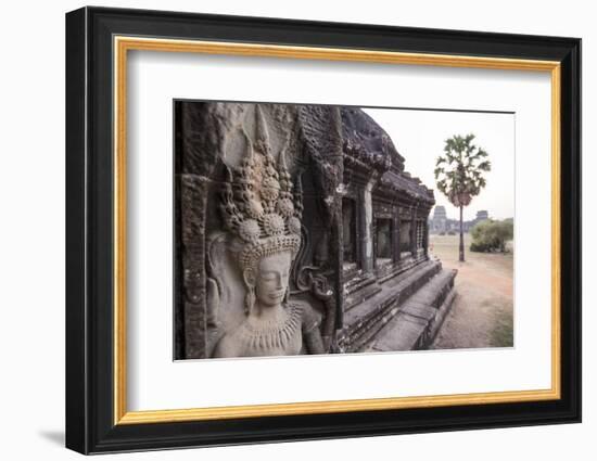 Stone Carvings of Apsaras at Angkor Wat, Cambodia-Paul Souders-Framed Photographic Print