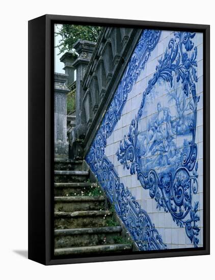 Stone Chairs and Azulejo Tiles, Rococo Palace, Cacela Velha, Portugal-Merrill Images-Framed Premier Image Canvas