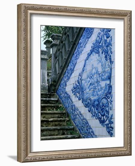 Stone Chairs and Azulejo Tiles, Rococo Palace, Cacela Velha, Portugal-Merrill Images-Framed Photographic Print