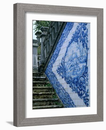 Stone Chairs and Azulejo Tiles, Rococo Palace, Cacela Velha, Portugal-Merrill Images-Framed Photographic Print