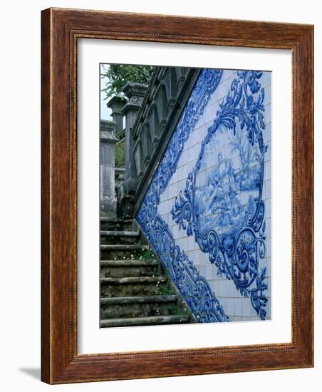 Stone Chairs and Azulejo Tiles, Rococo Palace, Cacela Velha, Portugal-Merrill Images-Framed Photographic Print