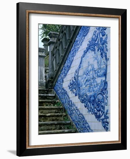 Stone Chairs and Azulejo Tiles, Rococo Palace, Cacela Velha, Portugal-Merrill Images-Framed Photographic Print