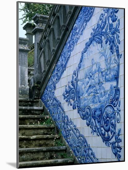 Stone Chairs and Azulejo Tiles, Rococo Palace, Cacela Velha, Portugal-Merrill Images-Mounted Photographic Print
