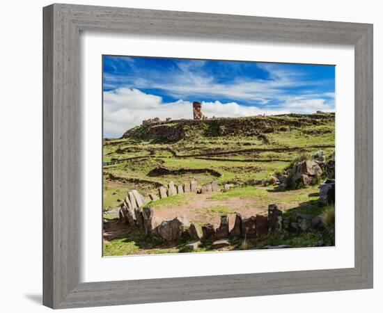 Stone Circle and Chullpa in Sillustani, Puno Region, Peru, South America-Karol Kozlowski-Framed Photographic Print