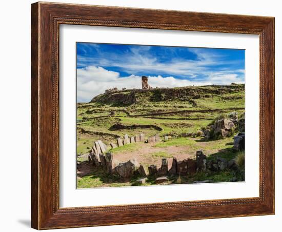 Stone Circle and Chullpa in Sillustani, Puno Region, Peru, South America-Karol Kozlowski-Framed Photographic Print