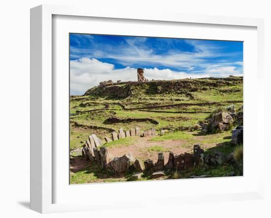 Stone Circle and Chullpa in Sillustani, Puno Region, Peru, South America-Karol Kozlowski-Framed Photographic Print