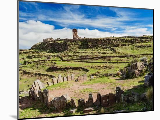 Stone Circle and Chullpa in Sillustani, Puno Region, Peru, South America-Karol Kozlowski-Mounted Photographic Print