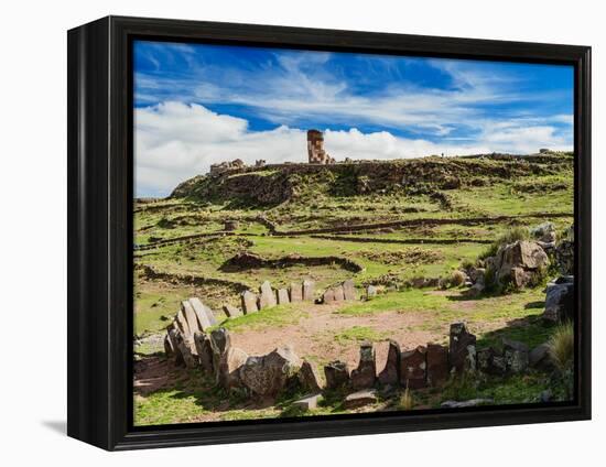 Stone Circle and Chullpa in Sillustani, Puno Region, Peru, South America-Karol Kozlowski-Framed Premier Image Canvas