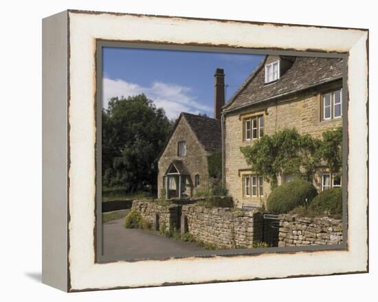 Stone Cottages, Lower Slaughter, the Cotswolds, Gloucestershire, England, United Kingdom-David Hughes-Framed Premier Image Canvas