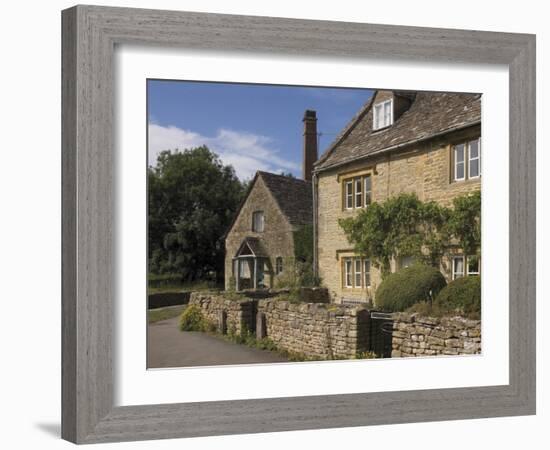 Stone Cottages, Lower Slaughter, the Cotswolds, Gloucestershire, England, United Kingdom-David Hughes-Framed Photographic Print