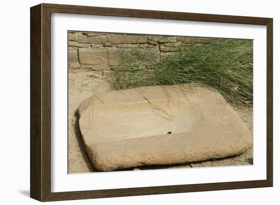 Stone for Grinding Corn Pueblo Bonito, Anasazi/Ancestral Puebloan Site in Chaco Canyon, New Mexico-null-Framed Photographic Print