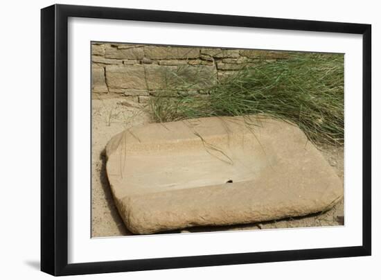 Stone for Grinding Corn Pueblo Bonito, Anasazi/Ancestral Puebloan Site in Chaco Canyon, New Mexico-null-Framed Photographic Print