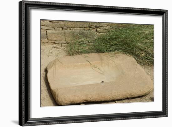 Stone for Grinding Corn Pueblo Bonito, Anasazi/Ancestral Puebloan Site in Chaco Canyon, New Mexico-null-Framed Photographic Print