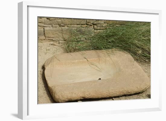 Stone for Grinding Corn Pueblo Bonito, Anasazi/Ancestral Puebloan Site in Chaco Canyon, New Mexico-null-Framed Photographic Print