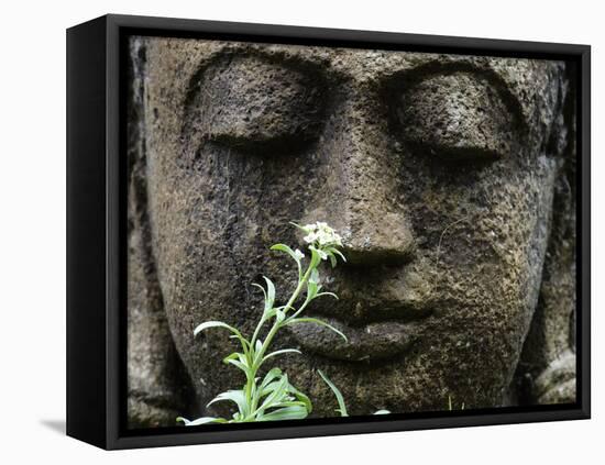 Stone Garden Statue with Flower-Matt Freedman-Framed Premier Image Canvas