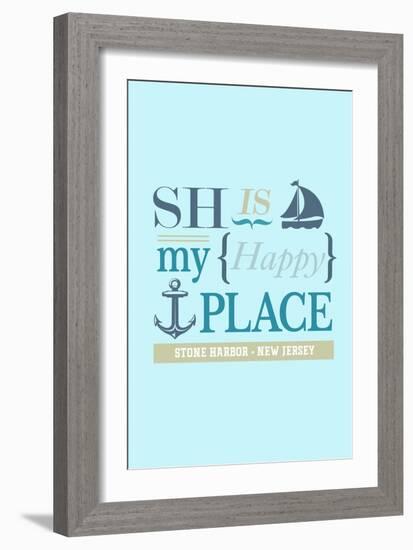 Stone Harbor, New Jersey - Stone Harbor Is My Happy Place (#2 - Teal)-Lantern Press-Framed Art Print