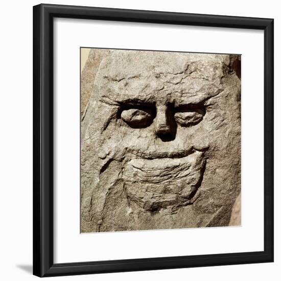 Stone head from pagan Celtic shrine at Cinderford, Gloucestershire. Artist: Unknown-Unknown-Framed Giclee Print