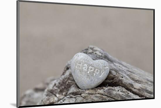 Stone Heart, Lettering, Happy, Copy Space-Andrea Haase-Mounted Photographic Print