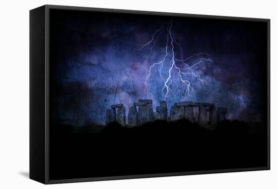 Stone Henge Lightning-rolffimages-Framed Stretched Canvas