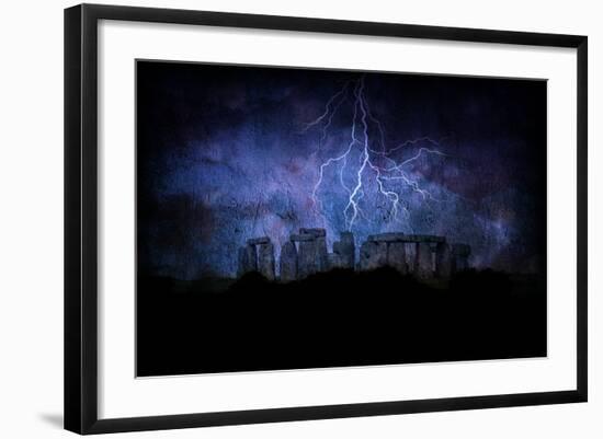 Stone Henge Lightning-rolffimages-Framed Premium Giclee Print