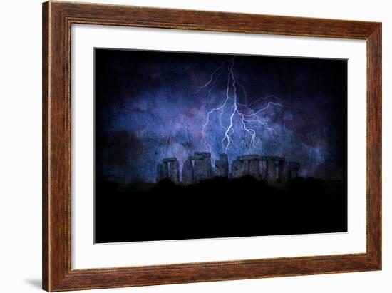 Stone Henge Lightning-rolffimages-Framed Premium Giclee Print