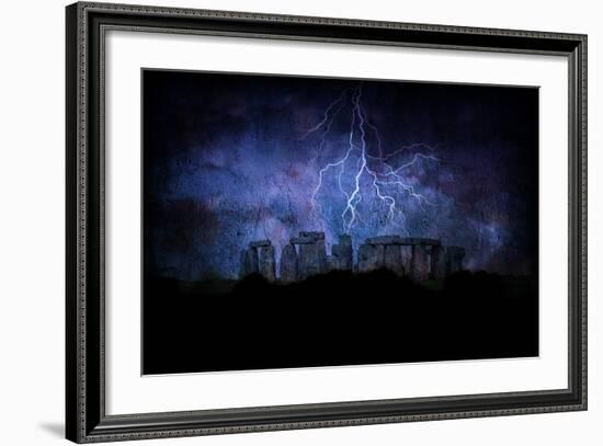 Stone Henge Lightning-rolffimages-Framed Art Print