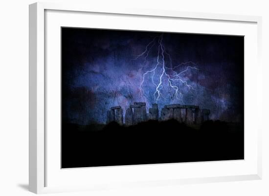 Stone Henge Lightning-rolffimages-Framed Art Print