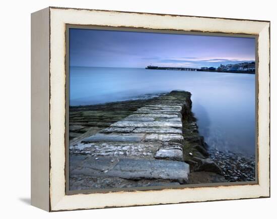 Stone Jetty and New Pier at Dawn, Swanage, Dorset, England, United Kingdom, Europe-Lee Frost-Framed Premier Image Canvas
