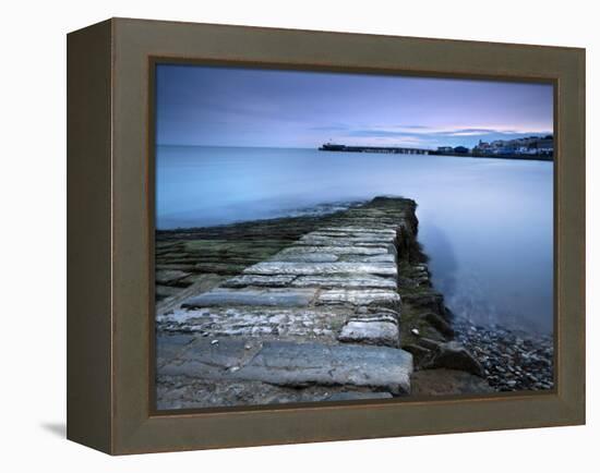 Stone Jetty and New Pier at Dawn, Swanage, Dorset, England, United Kingdom, Europe-Lee Frost-Framed Premier Image Canvas