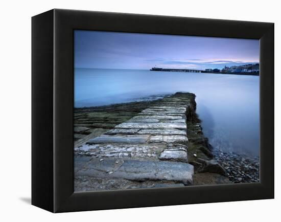 Stone Jetty and New Pier at Dawn, Swanage, Dorset, England, United Kingdom, Europe-Lee Frost-Framed Premier Image Canvas