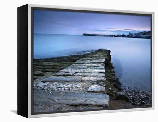 Stone Jetty and New Pier at Dawn, Swanage, Dorset, England, United Kingdom, Europe-Lee Frost-Framed Premier Image Canvas