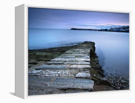 Stone Jetty and New Pier at Dawn, Swanage, Dorset, England, United Kingdom, Europe-Lee Frost-Framed Premier Image Canvas