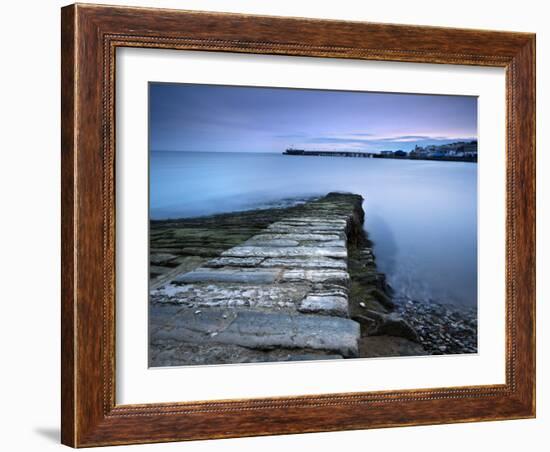 Stone Jetty and New Pier at Dawn, Swanage, Dorset, England, United Kingdom, Europe-Lee Frost-Framed Photographic Print