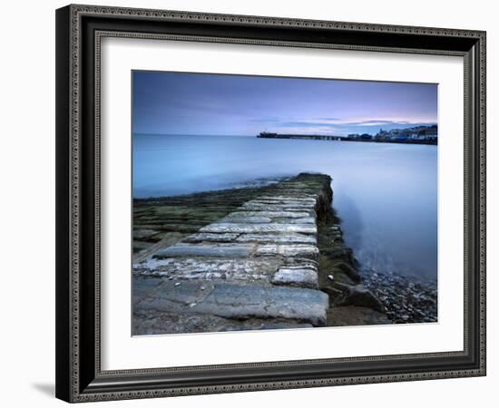 Stone Jetty and New Pier at Dawn, Swanage, Dorset, England, United Kingdom, Europe-Lee Frost-Framed Photographic Print