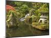 Stone Lantern at Koi Pond at the Portland Japanese Garden, Oregon, USA-William Sutton-Mounted Photographic Print