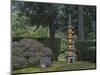 Stone Lantern Illuminated with Candles, Portland Japanese Garden, Oregon, USA-William Sutton-Mounted Photographic Print