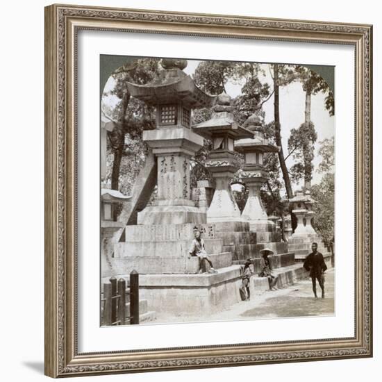 Stone Lanterns at Sumiyoshi, Osaka, Japan, 1904-Underwood & Underwood-Framed Photographic Print