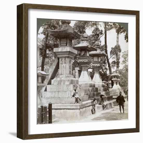 Stone Lanterns at Sumiyoshi, Osaka, Japan, 1904-Underwood & Underwood-Framed Photographic Print