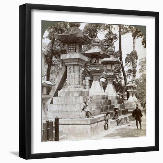 Stone Lanterns at Sumiyoshi, Osaka, Japan, 1904-Underwood & Underwood-Framed Photographic Print