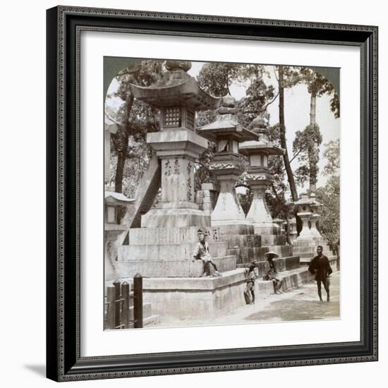 Stone Lanterns at Sumiyoshi, Osaka, Japan, 1904-Underwood & Underwood-Framed Photographic Print