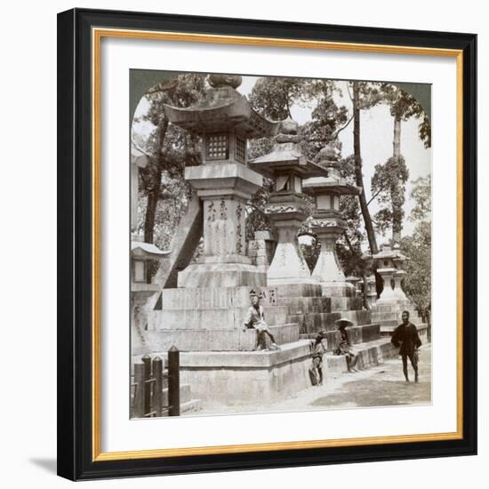 Stone Lanterns at Sumiyoshi, Osaka, Japan, 1904-Underwood & Underwood-Framed Photographic Print