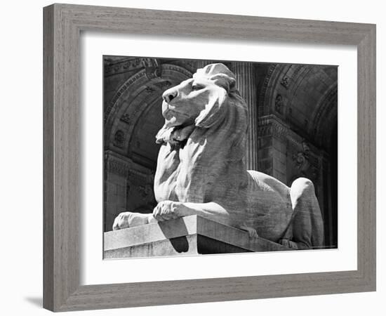 Stone Lion in Front of the New York Public Library-Alfred Eisenstaedt-Framed Photographic Print