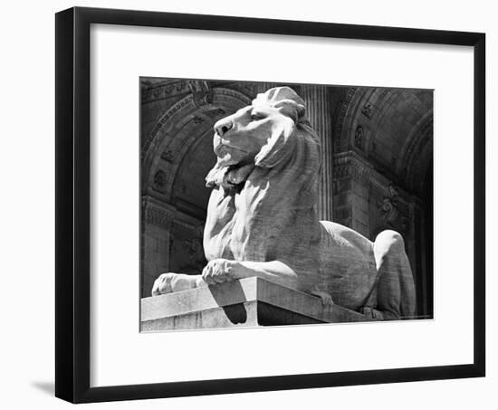 Stone Lion in Front of the New York Public Library-Alfred Eisenstaedt-Framed Photographic Print